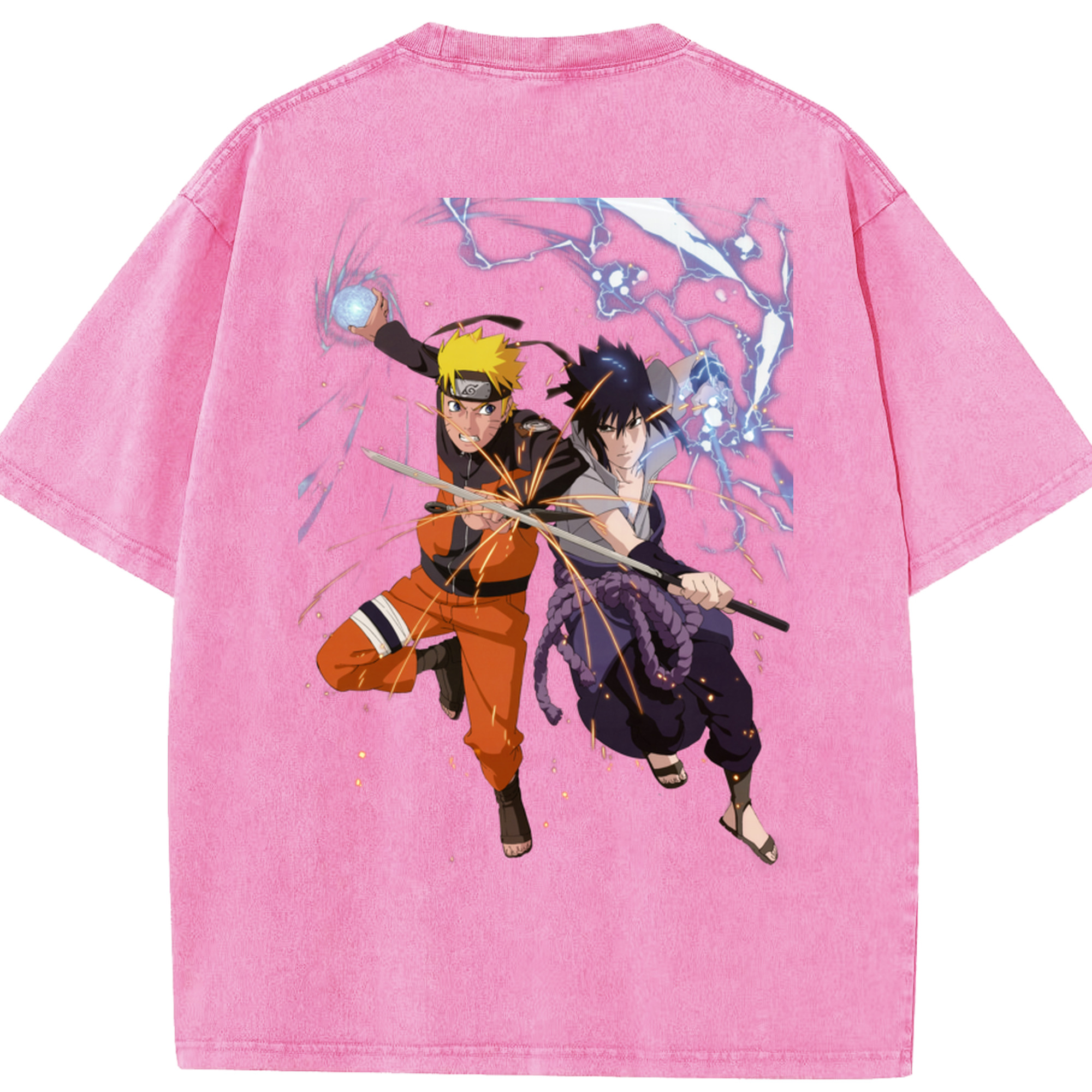 （画像用） NARUTO -ナルト- うずまき ナルト Uzumaki Naruto 綿100% ヴィンテージ風 半袖Tシャツ（背面プリント）